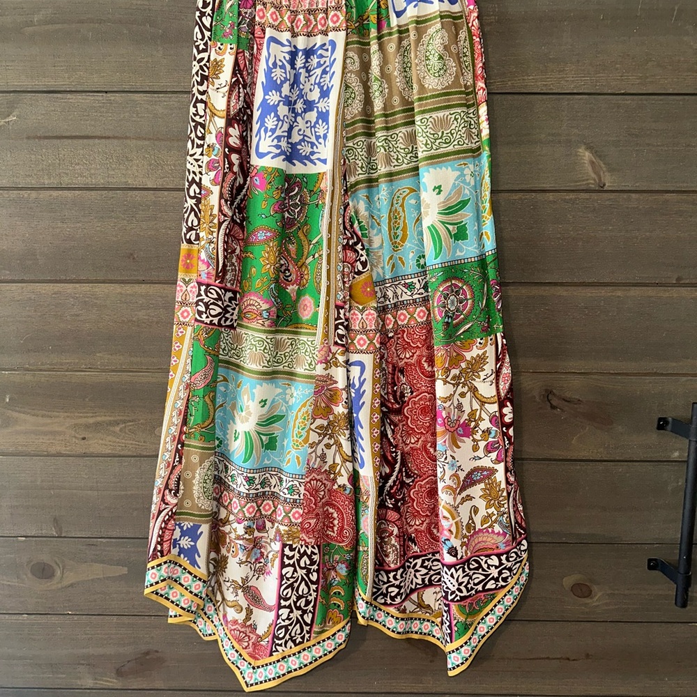 ANTHROPOLOGIE Patchwork Print Wide leg pants. - Picture 4 of 7